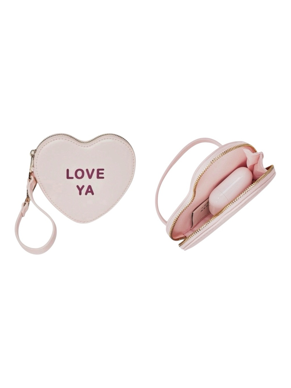A New Day "Love Ya" Conversation Pink Heart Wristlet